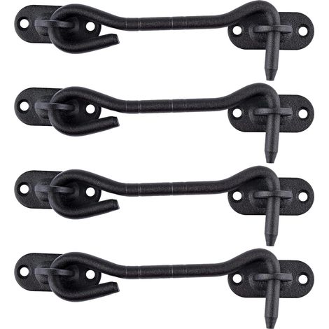 Crochet de Cabine en Acier Inoxydable 150 mm Loquet de Porte Serrures de Portes pour Portes de Grange Coulissante Armoire Fenêtre Abri Jardin Clôture Noir Paquet de 2 Pièces