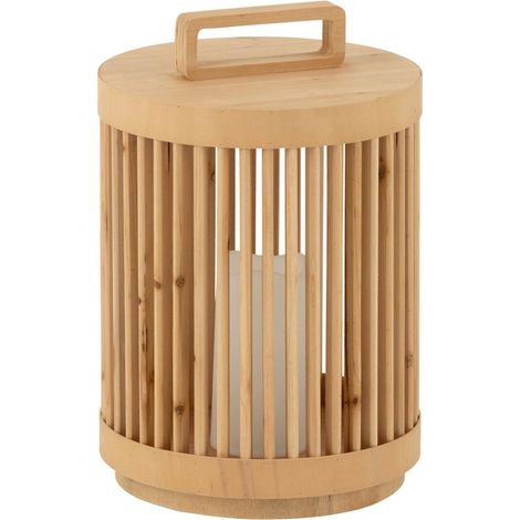 Lampe à Poser à LED en Bois "Cylindrique" 36cm Naturel