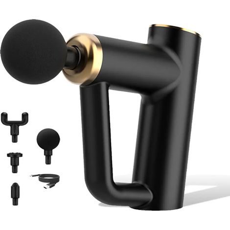 Appareil de massage électrique rechargeable à 4 têtes, résistant à la transpiration, pour la maison ou le bureau, pour la nuque et le dos (noir).-AquaForge