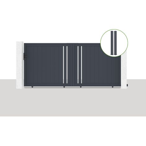 Puerta corredera 3,5x1,6m GIONA + 2 postes EIFEL Al.190cm Gris (1/5)
