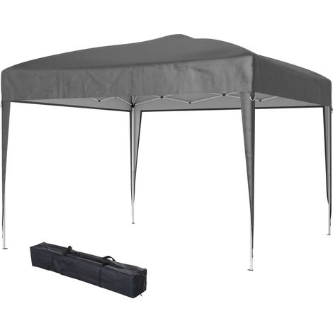 Faltpavillon/Festzelt zum Aufklappen, UV-beständig, grauer Oxford-Stahl, 2,95 x 2,95 x 2,55 m, mit Tragetasche