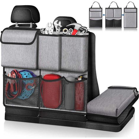 Kofferraum-Organizer-Tasche – Herausnehmbare Aufbewahrungstasche, multifunktionale Sitz-Organizer-Tasche, Innenraumtasche, geeignet für Jeeps, SUVs und Vans (Grau)
