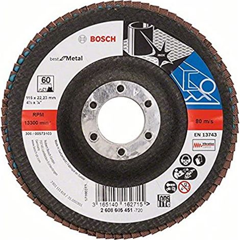 BOSCH - DISCO LAMELLARE FIBRA VETRO BESTMETAL 115X115X10MM GRANA 60 (1/4)