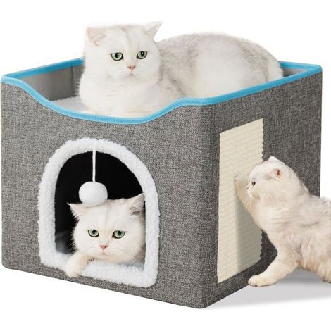 Panier pour chat moelleux Gris - Lit/hamac/coussin intérieur pour chats moyens (1/5)