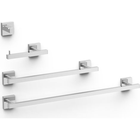 Ensemble de 2 Porte-serviettes et 1 Dérouleur à papier WC Chrome - TRES 9598101