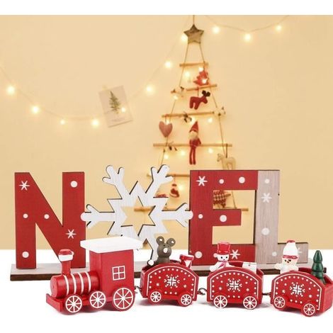 Train de Noël en Bois Lettre en Bois Ornement Bois Decoration Noël Table de Noël (1/4)
