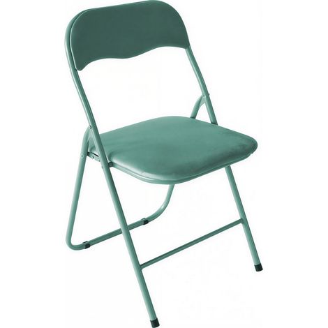 Sedia Pieghevole Imbottita in Velluto Velvet da Interno Ufficio Casa Resistenti Ferro Leggere con Schienale Salvaspazio Portatile AMANDA VELLUTO VERDE ACQUA / STRUT. VERDE ACQUA (1/4)