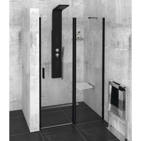 Polysan Zoom Line - Porta della doccia Black 120 cm, vetro trasparente ZL1312B