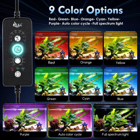Éclairage LED pour Aquarium Étanche IP68 - Lampe Horticole Spectre Complet pour Plantes Aquatiques avec Minuteur et Cycle 24/7, Rampe Lumineuse Réglable