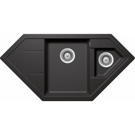 Évier de cuisine d'Angle Cristadur Signus - 1002 x 500 x 205 mm - sous-meuble 80 cm - Coloris Stone - Schock (1/5)