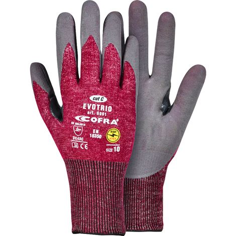 Guanti di protezione Cofra Evotrio - 9 (L) - Nero/Rosso