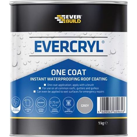 Everbuild EVCGY01 EVERCRYL One Coat Grey 1kg EVBEVCGY01