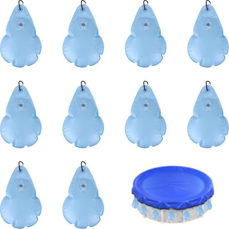 10pcs Poids Bâche Piscine avec Crochets, Épais PVC Bâche de Piscine Suspendu Sac d'eau Imperméable Poids de Tissu d'hiver pour Protection Sol Extérieur (1/5)
