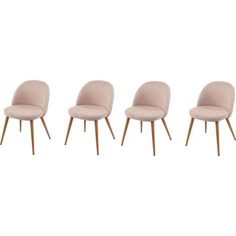 Décoshop26 – Lot de 4 chaises de salle à manger crème en tissu polyester – Pieds en bois – Hauteur 77 cm – Largeur 48 cm – : CDS04516