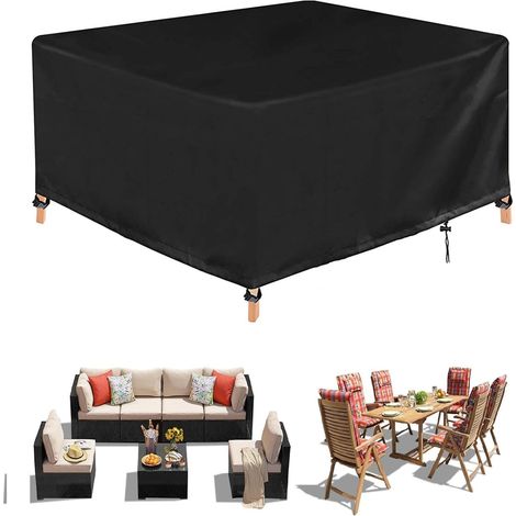 Funda para muebles de jardín, funda protectora rectangular, lona 420D, impermeable, resistente a la intemperie, negra, 87 x 87 x 77 cm (1/4)