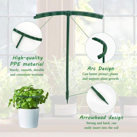 Pcs Plant Support Stakes Half Round Plant Stakes Plant Cage Support Adjustable Garden Plant Support Ring for Vegetable Plant Flower (25  14cm), Green