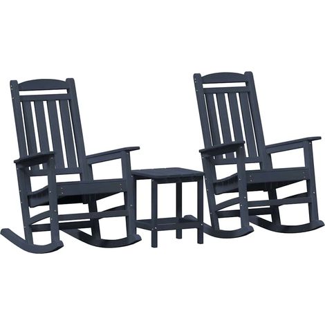 Maison Exclusive - Sedia a dondolo 3 pcs Navy Polietilene