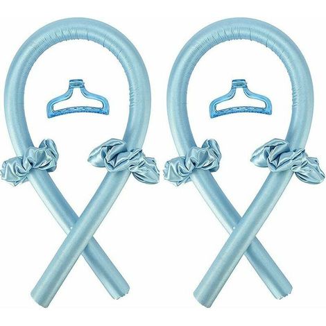 - 2x bigoudis sans chaleur, bigoudis de bandeau de tige de curling, bigoudis sans chaleur en caoutchouc, bande de boucles sans chaleur, ensemble de bigoudis paresseux bigoudis sans vague de c (1/5)