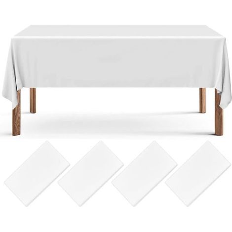 Einweg-Tischdecke – 137 x 274 cm – 4er-Pack – Stoffeffekt – Weiß