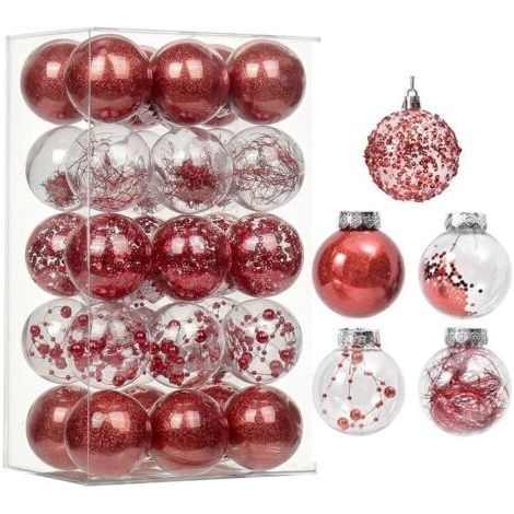 BUNTHAUS 30Pcs Boules de Noël 6cm Décoration Arbre Noël Boule de Noël en Plastique Ornement Suspension Décorative Scintillante pour Noël