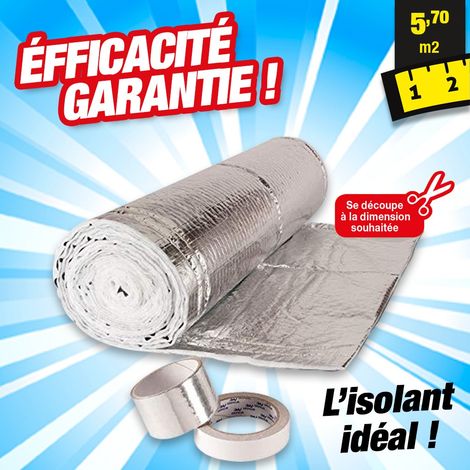 Kit isolation thermique porte de garage – 2 films thermo-réfléchissants en ouate synthétique – Dimensions 7,60m x 0,75m – Surface 5,70 m² – Outiror