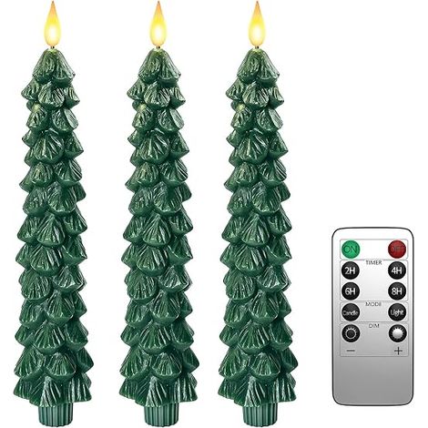 bougies coniques à DEL avec télécommande, à piles pour sapin de Noël sans flamme, bougies vacillantes pour décoration de maison, de chambre, de table (1/5)