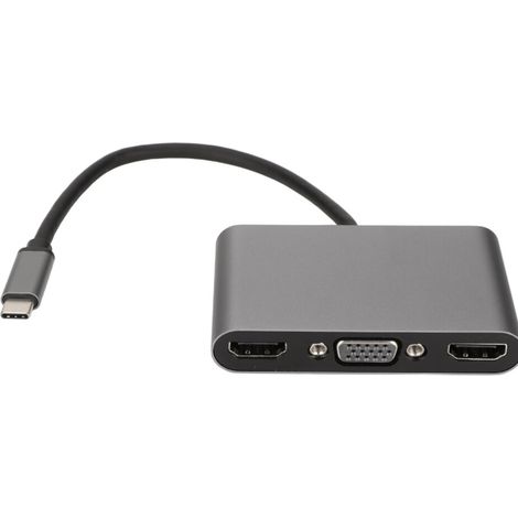 Adattatore da USB-C a HDMI/VGA, compatibile con configurazioni a tre schermi, hub multifunzione 5 in 1, risoluzione 4K nitida e ricarica rapida da 100 W. (1/2)