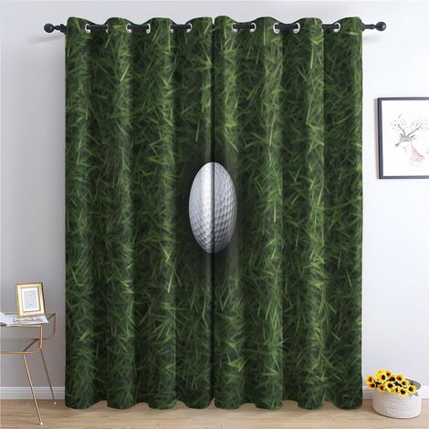 Rideau Occultant Thermiques Golf - Rideau Garçon Balle de Golf Sport, Lot de 2 Rideaux à Oeillets pour Decoration Chambre Salon, Draperies Intérieurs Fenetre, 140x220 cm (LxH) - 2x L 140 X H 220 cm (1/5)