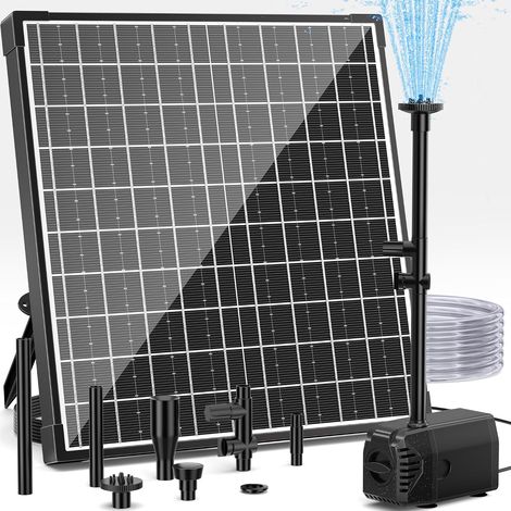 Fontaine solaire d'extérieur - 25 W - 1200 l/h - Pompe de bassin avec filtre - 4 buses - Conduite d'eau de 2 m - Câble de 5 m - Bricolage - Pompe de fontaine pour étang, jardin (1/5)
