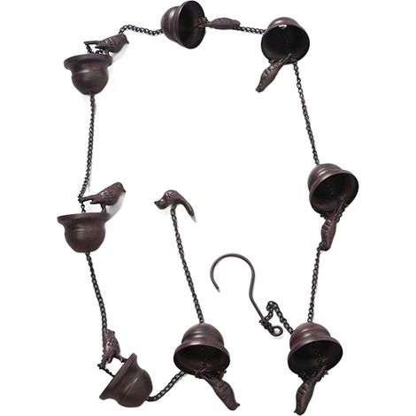 Chaîne de pluie extérieure mobile pour oiseaux, en forme de coupelle, remplacement décoratif pour gouttières et descentes pluviales (1/5)