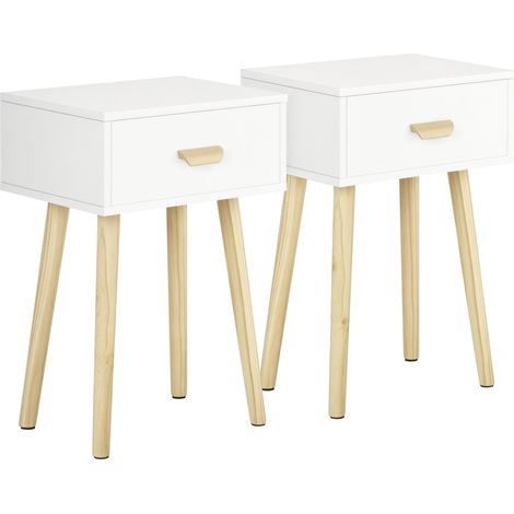 Ensemble de avec tiroir et pieds en bois pour chambre pliable blanc pour salon tables chevet chambre, bureau, 40,5 30,5 (1/5)