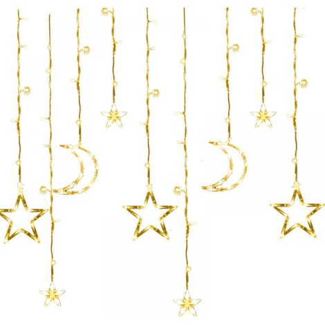 Guirlande Lumineuse Étoiles - 138 LED - 2 M - Lumière Blanche Chaude - IP44 - Pour Décoration Intérieure Extérieure - 1 Pièce (1/5)