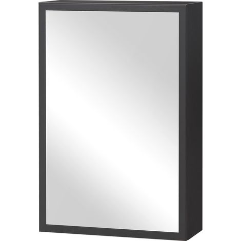Armoire à miroir 3 étagères charnières souples acier noir 40x15x60 cm