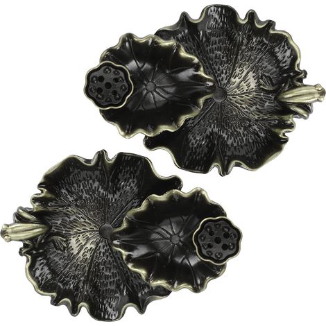 Lot de 2 brûleurs d'encens à reflux en forme de feuille de lotus, couleur bronze, pour la décoration intérieure (1/5)