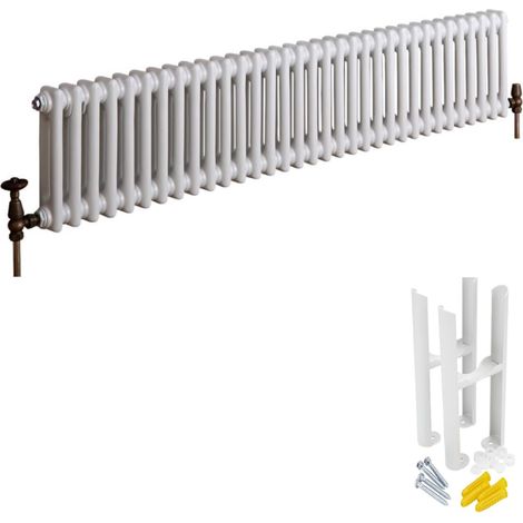Milano Windsor - Traditional White Cast Iron Style Horizontal Triple Column Radiator with Feet - 300mm x 1505mm (1/5)