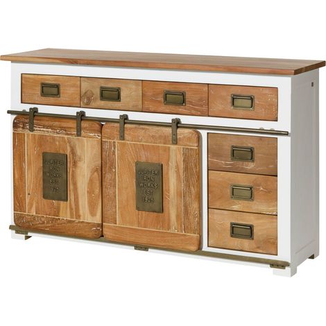 Sideboard Mango 150x45x90 weiß lackiert RAILWAY 520 (1/4)