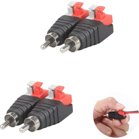 Mâle Adaptateur Connecteur RCA Prise Presse,RCA Mâle vers AV Ressort Presse pour Haut-Parleur Audio,Haut-Parleur Adaptateur (1/5)