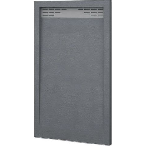 Receveur de douche avec demi-cadre modèle Bidai texture ardoise. GRAPHITE, Siphon en cadeau 80X110 Ral 7015