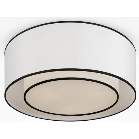 Maytoni Bergamo Plafonnier cylindrique moderne à 3 lumières, abat-jour blanc, blanc et noir, E27 (1/3)