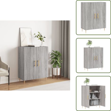 Sideboard Grau Sonoma 69,5x34x90 cm Holzwerkstoff - Sideboard - Wohnzimmermöbel - Holzmöbel - Grau - Schreibtisch (1/5)