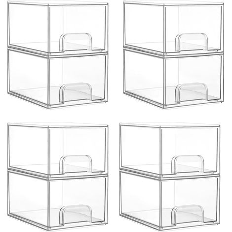 Lot de 8 petits tiroirs de rangement empilables en acrylique pour commode, salle de bain, cosmétiques, cuisine, garde-manger (1/5)