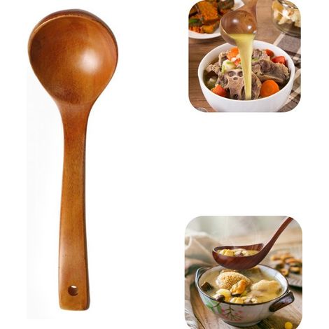 Louche en bois 24 x 7 cm - cuillère de service à œil de suspension pour soupe, brun (1/5)