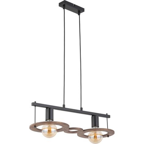 Suspension double scandinave noire bois Coffee 2xE27
