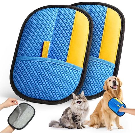 Guanti antistatici rinforzati per la rimozione dei peli di animali domestici (set da 2) - Riutilizzabili - Guanti robusti per la toelettatura - Gatti e cani - Divani - Mobili - Tappeti (1/3)