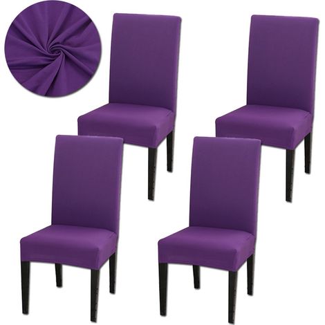 Housse De Chaise - Extensible Universelle - Pour Chaise Salle A Manger Sans Accoudoirs - Lot De 4 (1/5)