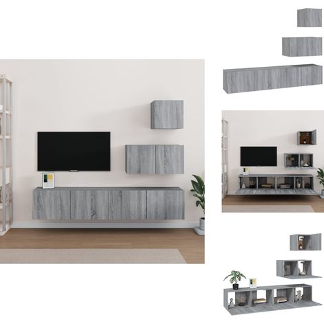 Ensemble de meubles TV 4 pcs Sonoma gris Bois d'ingénierie - Meuble Tv - Meuble Téléviseur - Salon - Décoration Intérieure - Rangement (1/5)