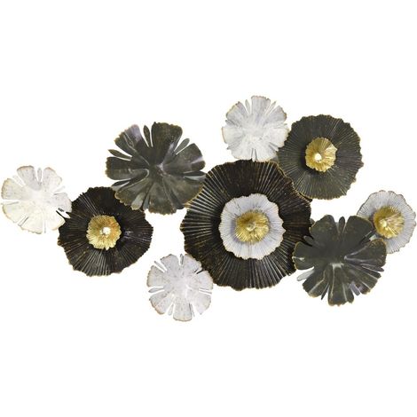 Pannello Decorativo da Parete Fiori 90,8x6,4x48,3 cm in Metallo Verde