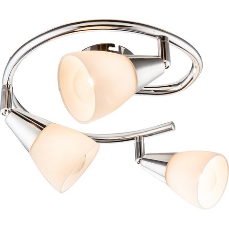 Plafonnier salon lumière salle à manger lampe plafonnier chambre lampe spot, métal verre chromé, spot mobile 3 ampoules E14, D 47,5 cm (1/3)