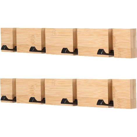 GDHZS-  2 pièces Patère Murale de 4 crochets rétractables, Porte Manteau Mural pour Suspendre Manteaux écharpes, Sacs à Main et Autres, Crochet noir (1/5)