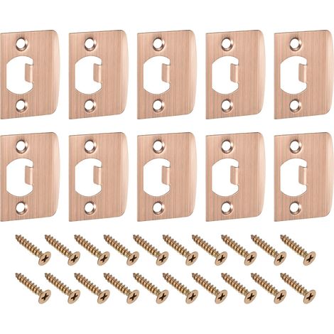 10pcs Plaque de Gâche de Porte D-Type 57x45mm Droit, Bronze Rouge (1/5)
